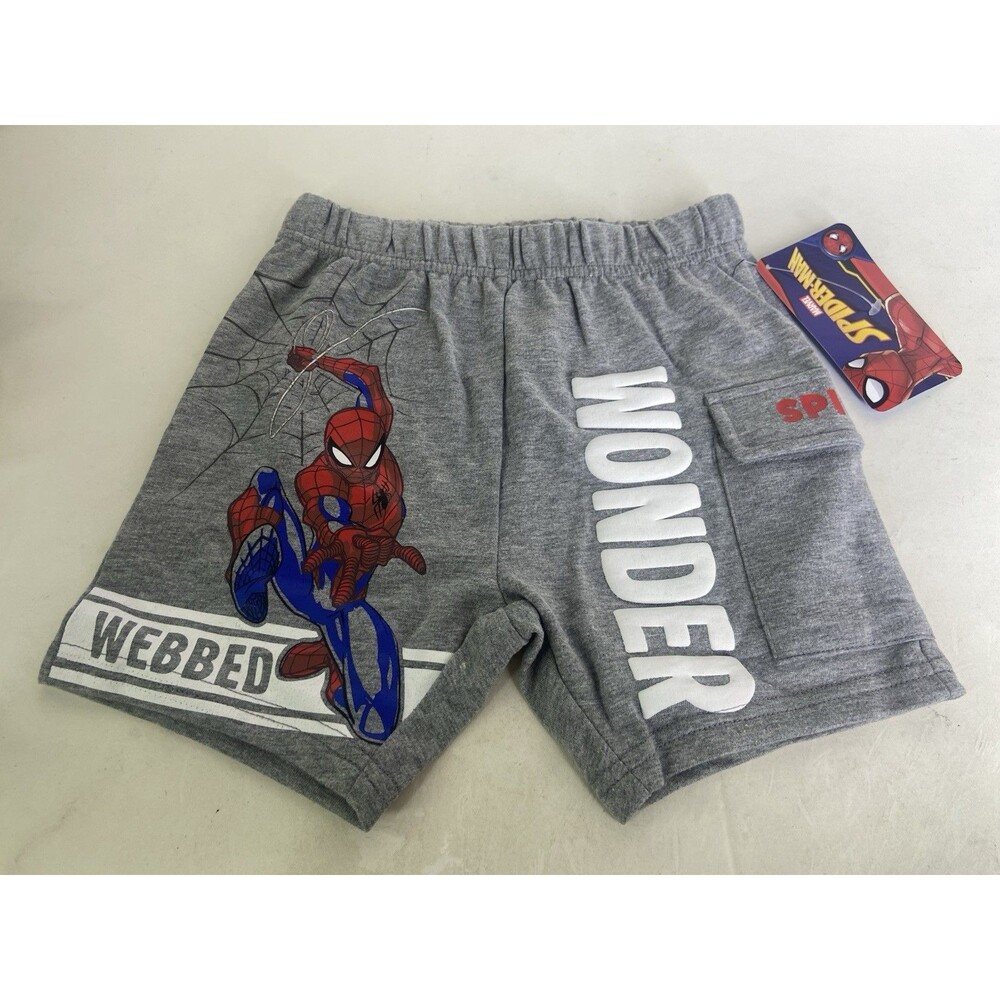 Marvel Spider-Man Gray Knit Pull On Shorts Boys Size 4